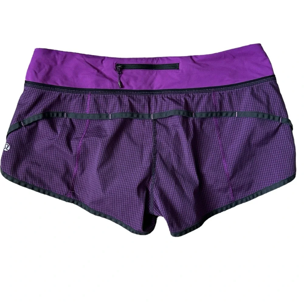 Lululemon Speed Short 2.5” 4-Way Stretch Purple Gingham 8 - Picture 2 of 9